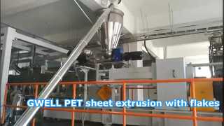 Linea di estrusione lastre PET, scaglie+resina senza cristallizzazione