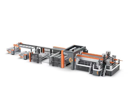 comprare Linea di estrusione di pellicole solari EVA larghe 2600 mm con 300-700 kg/h di uscita e velocità massima di linea di 16 m/s per l'incapsulamento di pannelli solari online manufacture